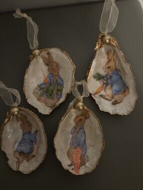 Beatrix Potter Handcrafted Oyster Shell Ornaments 4 Designs For Asking Price